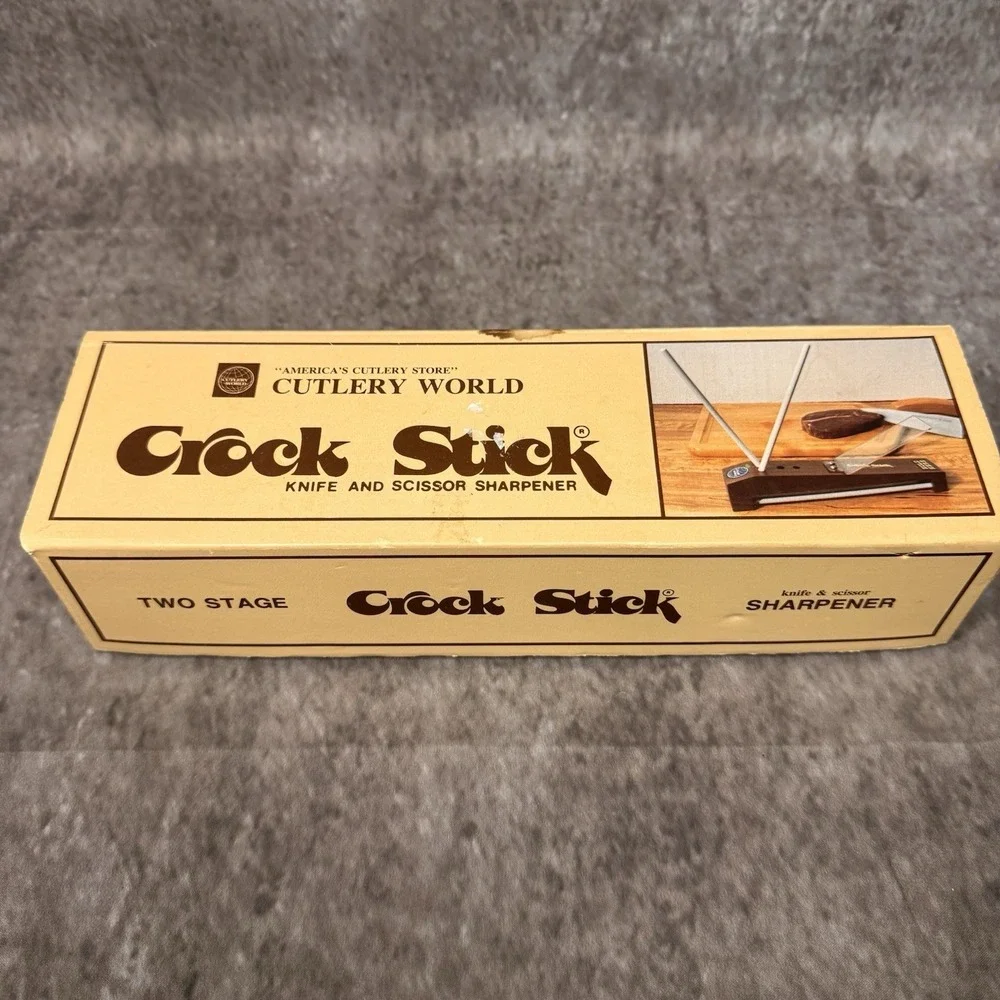 Vintage Cutlery World Crock Stick Knife & Scissor Sharpener 2 Stage 4 Rods